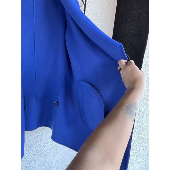 Lafayette 148 Wool Draped Open Front Coat - Size M- Blue/ Black - Picture 4 of 9